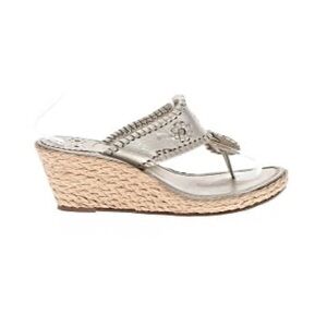 Jack Rogers Jacks Jute Wrapped Mid Wedge sandals in gold learn